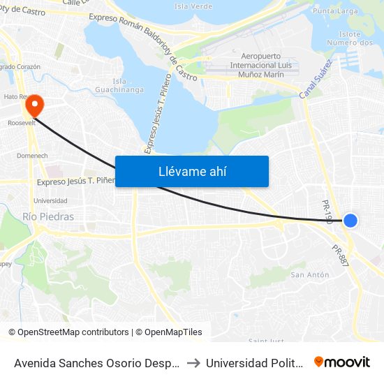 Avenida Sanches Osorio Despues Lado Opuesto Calle Milagros to Universidad Politécnica De Puerto Rico map