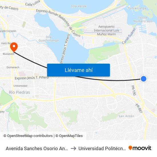 Avenida Sanches Osorio Antes Avenida Monserrate to Universidad Politécnica De Puerto Rico map