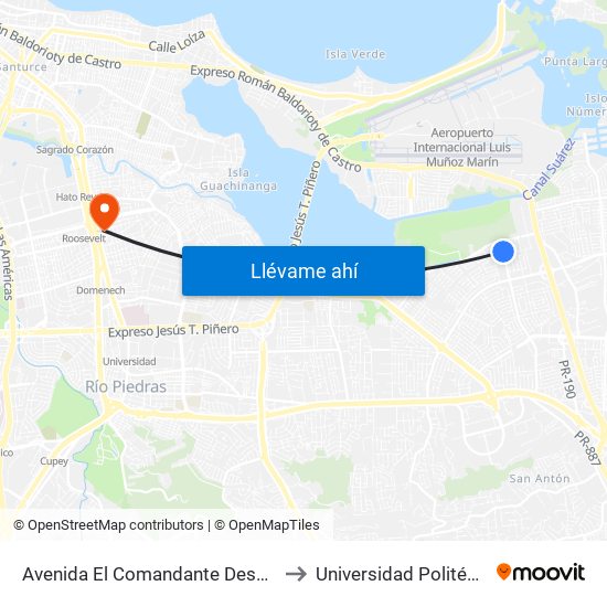 Avenida El Comandante  Despues Lado Opuesto Calle 528 to Universidad Politécnica De Puerto Rico map