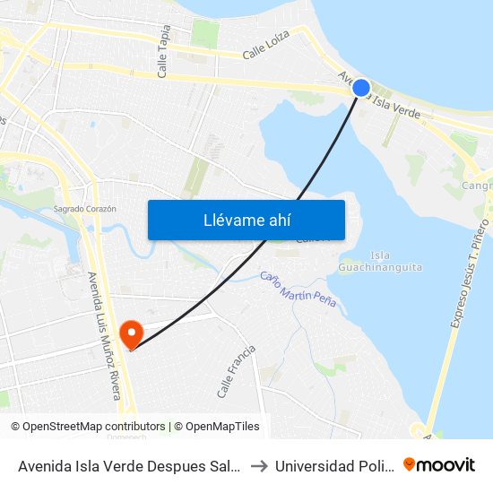 Avenida Isla Verde Despues Salida Expreso Ramón Baldorioty De Castro to Universidad Politécnica De Puerto Rico map