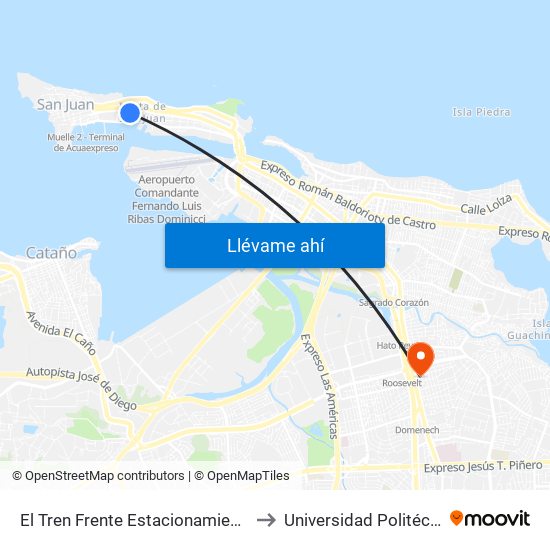 El Tren Frente Estacionamiento Veterano Puertorriqueno to Universidad Politécnica De Puerto Rico map