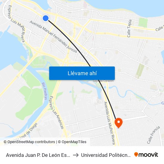 Avenida Juan P. De León Esquina Calle Runcabado to Universidad Politécnica De Puerto Rico map