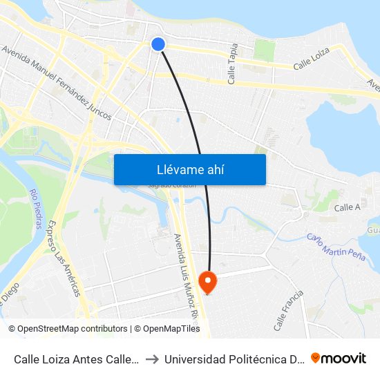 Calle Loiza Antes Calle F. King Krug to Universidad Politécnica De Puerto Rico map