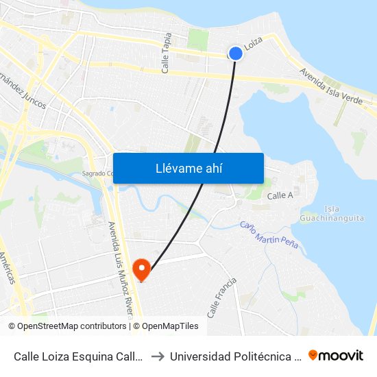 Calle Loiza Esquina Calle Soldado Cruz to Universidad Politécnica De Puerto Rico map