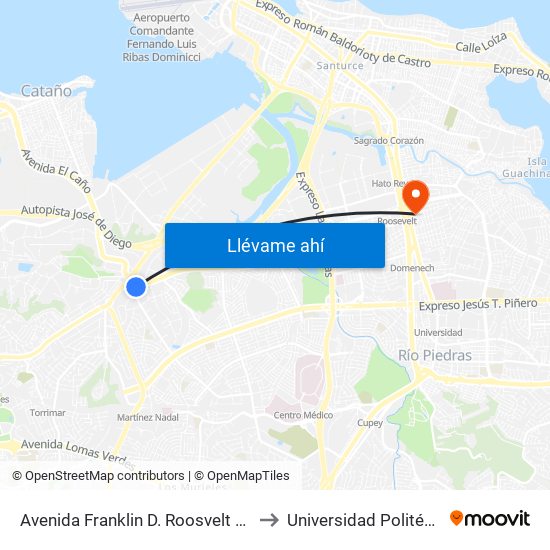 Avenida Franklin D. Roosvelt Despues Avenida San Patricio to Universidad Politécnica De Puerto Rico map