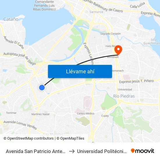 Avenida San Patricio Antes Calle Jacinto Galib to Universidad Politécnica De Puerto Rico map