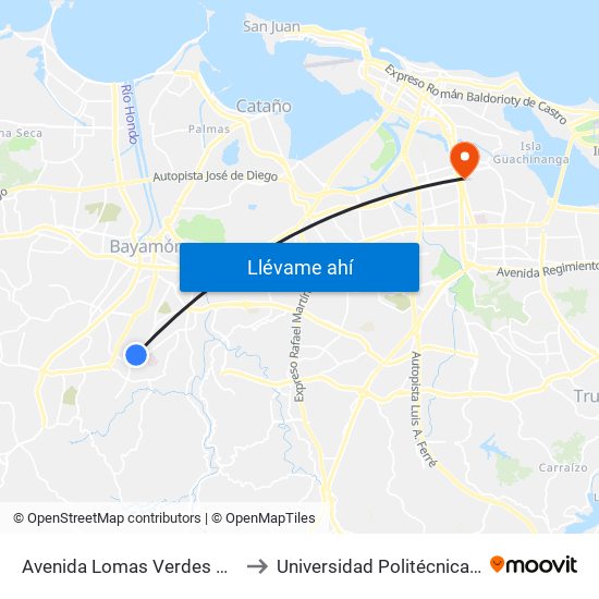 Avenida Lomas Verdes Despues Calle 39 to Universidad Politécnica De Puerto Rico map