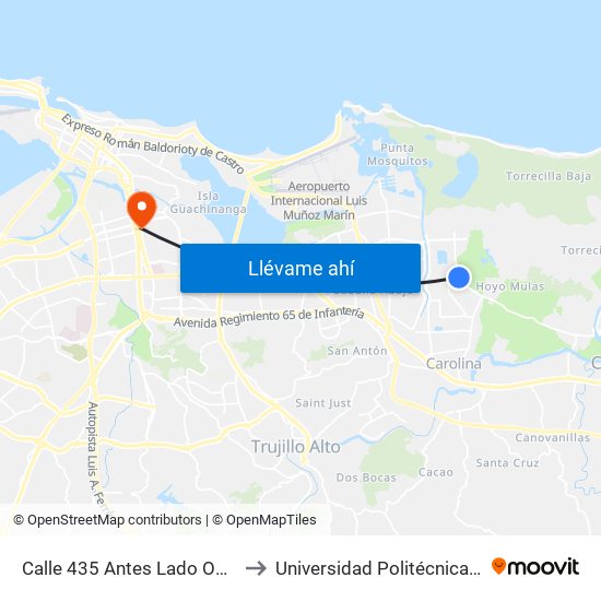 Calle 435 Antes Lado Opuesto Calle 437 to Universidad Politécnica De Puerto Rico map