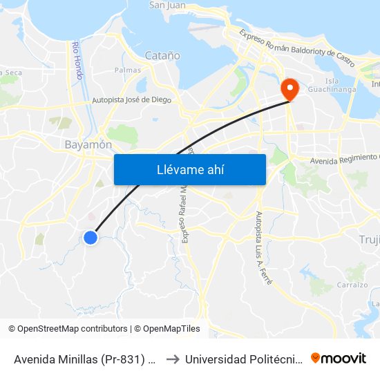 Avenida Minillas (Pr-831) Antes Avenida Irlanda to Universidad Politécnica De Puerto Rico map