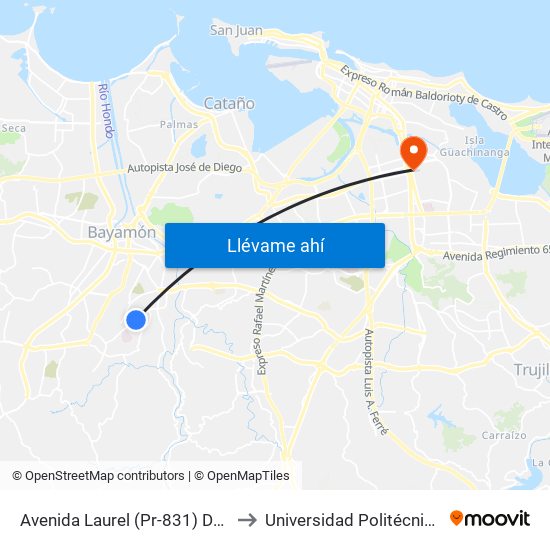 Avenida Laurel (Pr-831) Despues Calle Girasol to Universidad Politécnica De Puerto Rico map