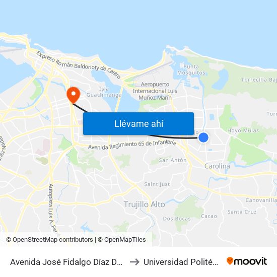 Avenida José Fidalgo Díaz Despues Lado Opuesto Vía 26 to Universidad Politécnica De Puerto Rico map