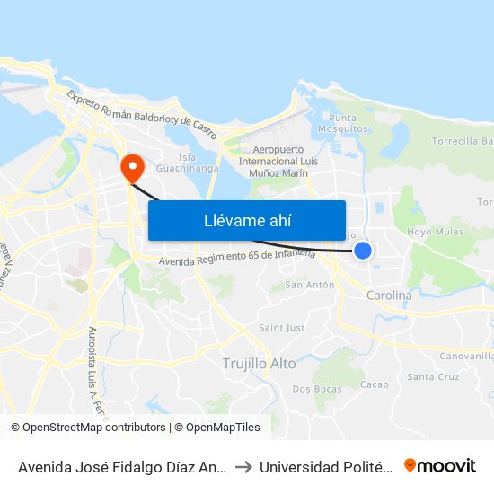 Avenida José Fidalgo Díaz  Antes Lado Opuesto Vía Fabiana to Universidad Politécnica De Puerto Rico map