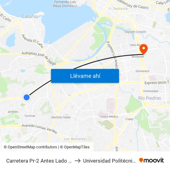 Carretera Pr-2 Antes Lado Opuesto Calle Robles to Universidad Politécnica De Puerto Rico map