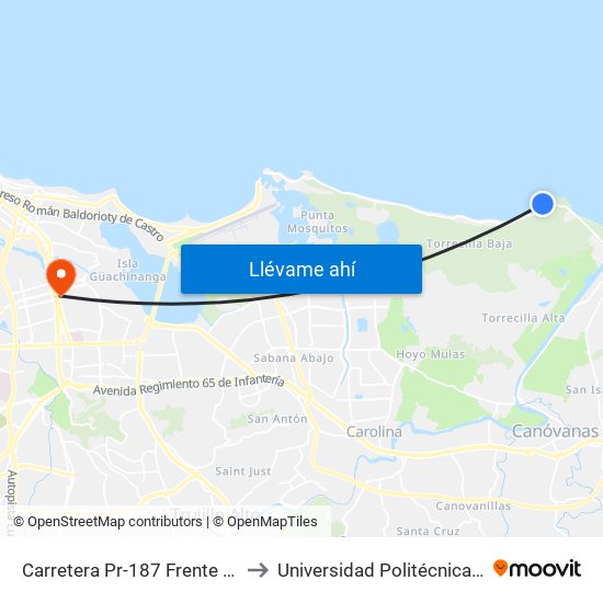 Carretera Pr-187 Frente A Vacia Talega 2 to Universidad Politécnica De Puerto Rico map