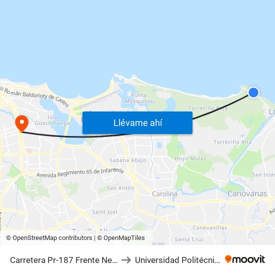 Carretera Pr-187 Frente Negocio Aqui Me Quedo to Universidad Politécnica De Puerto Rico map