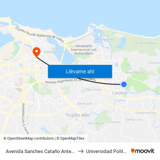 Avenida Sanches Cataño Antes Calle Fernandez Juncos (Pr-874) to Universidad Politécnica De Puerto Rico map