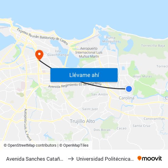 Avenida Sanches Cataño Antes Calle 31 to Universidad Politécnica De Puerto Rico map