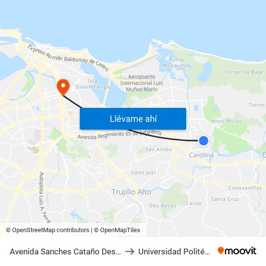 Avenida Sanches Cataño Despues Lado Opuesto Calle 40 to Universidad Politécnica De Puerto Rico map