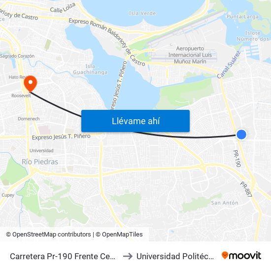 Carretera Pr-190 Frente Centro Comunal (Head Star) to Universidad Politécnica De Puerto Rico map