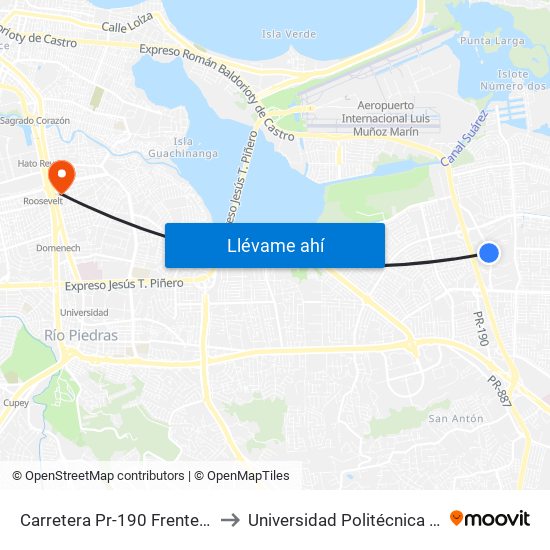 Carretera Pr-190 Frente Garage Hance to Universidad Politécnica De Puerto Rico map