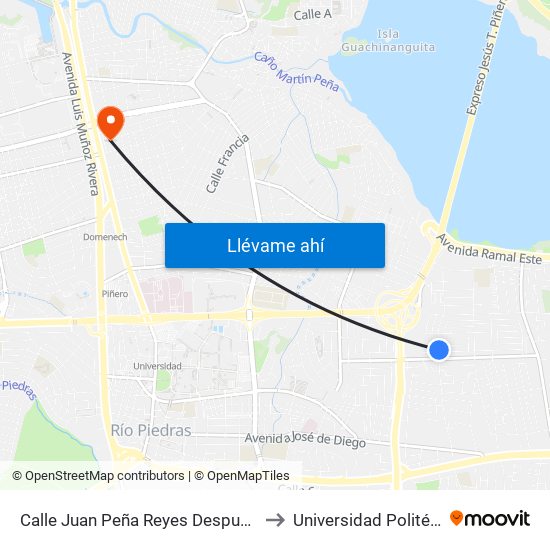 Calle Juan Peña Reyes Despues Despues Calle Julio C. Artiaga to Universidad Politécnica De Puerto Rico map