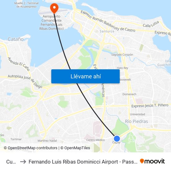 Cupey to Fernando Luis Ribas Dominicci Airport - Passenger Terminal map