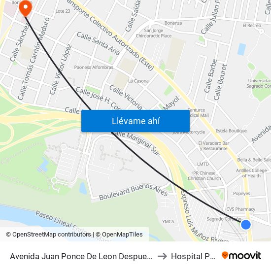 Avenida Juan Ponce De Leon Despues Lado Opuesto Avenida Haydee Rexach to Hospital Pavía - Santurce map