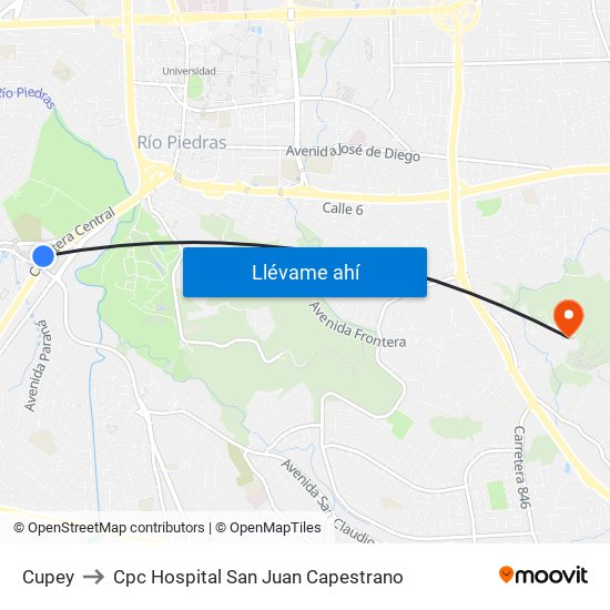 Cupey to Cpc Hospital San Juan Capestrano map