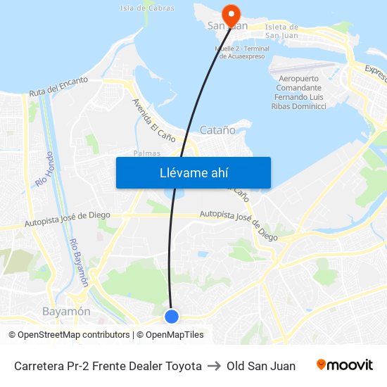 Carretera Pr-2 Frente Dealer Toyota to Old San Juan map