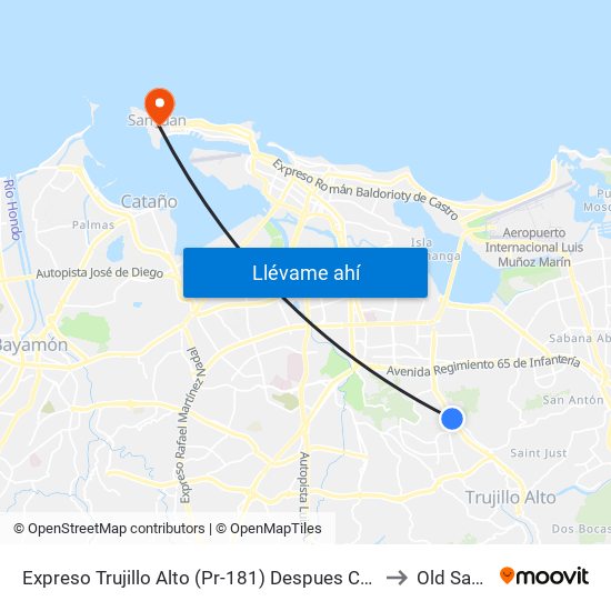 Expreso Trujillo Alto (Pr-181) Despues Carretera 846 (Pr-846) to Old San Juan map