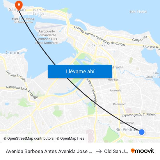 Avenida Barbosa Antes Avenida Jose De Diego to Old San Juan map