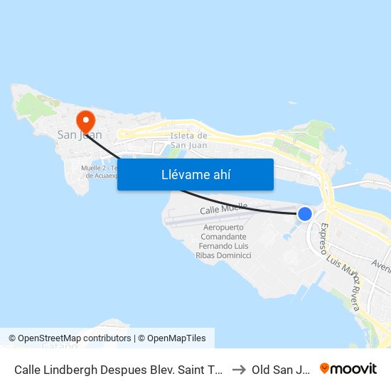Calle Lindbergh Despues Blev. Saint Thomas to Old San Juan map