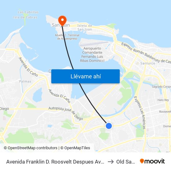 Avenida Franklin D. Roosvelt Despues Avenida Jose De Diego to Old San Juan map