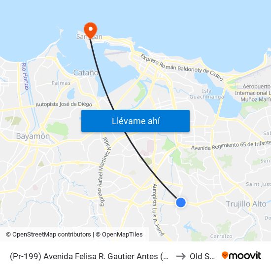 (Pr-199) Avenida Felisa R. Gautier Antes (Pr-176) Avenida Victor M. Labiosa to Old San Juan map