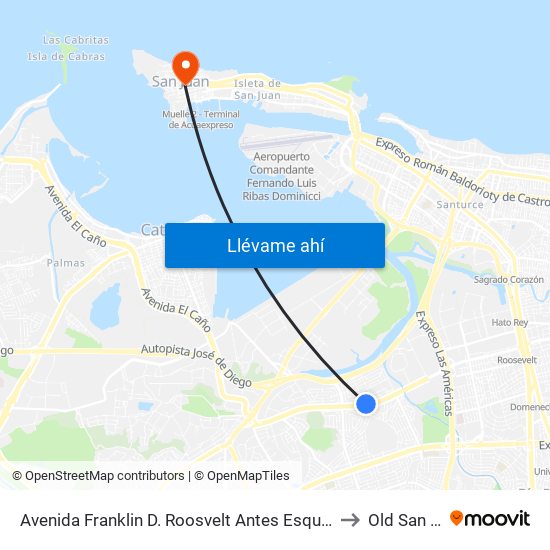 Avenida Franklin D. Roosvelt Antes Esquina Calle 7 N.E. to Old San Juan map