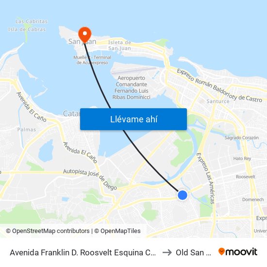 Avenida Franklin D. Roosvelt Esquina Calle 19 N.E. to Old San Juan map