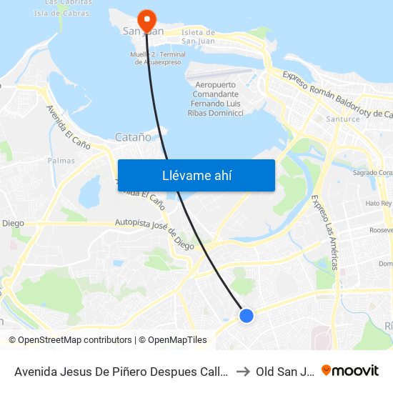 Avenida Jesus De Piñero Despues Calle 13 S.O. to Old San Juan map