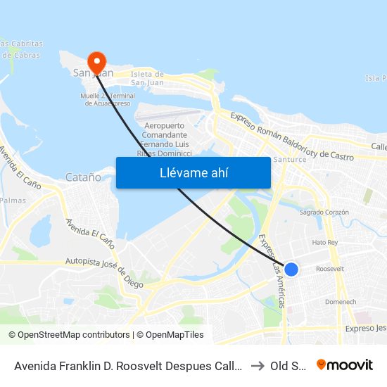 Avenida Franklin D. Roosvelt Despues Calle Soldado Rafael Llamar Guerra to Old San Juan map