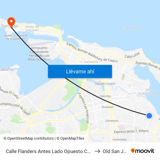 Calle Flanders Antes Lado Opuesto Calle 40 to Old San Juan map