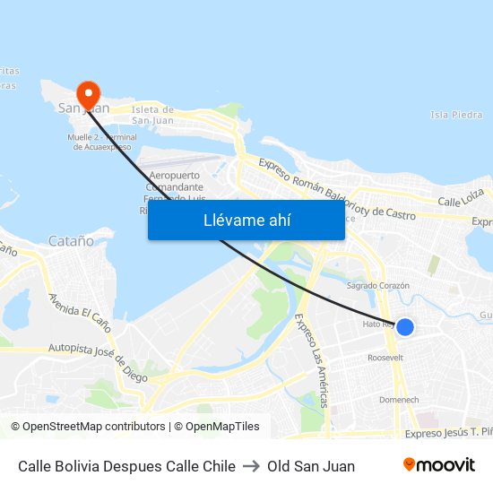 Calle Bolivia Despues Calle Chile to Old San Juan map