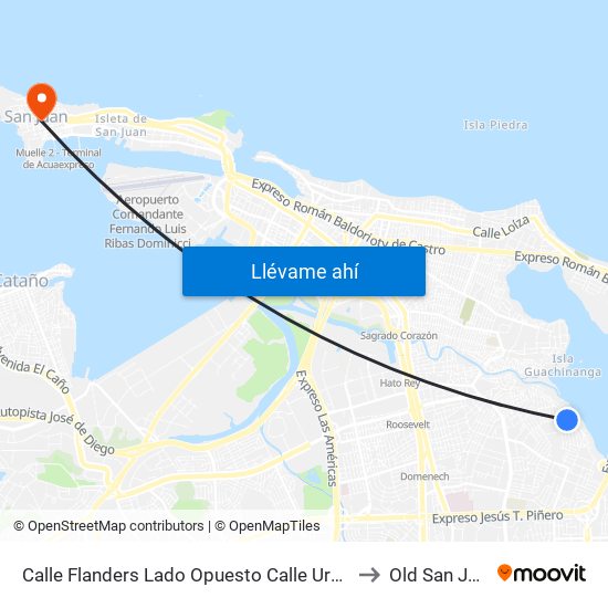 Calle Flanders Lado Opuesto Calle Urdiales to Old San Juan map