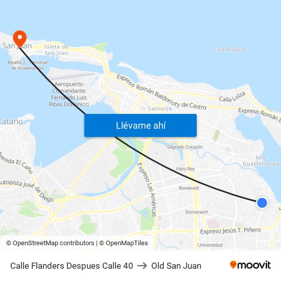 Calle Flanders Despues Calle 40 to Old San Juan map