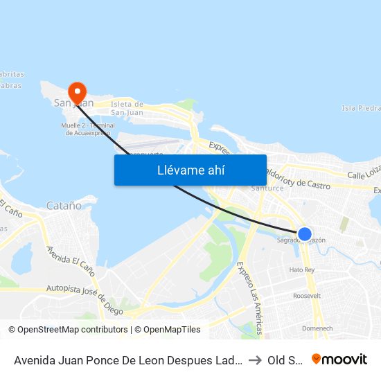 Avenida Juan Ponce De Leon Despues Lado Opuesto Avenida Haydee Rexach to Old San Juan map