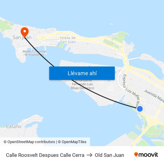 Calle Roosvelt Despues Calle Cerra to Old San Juan map