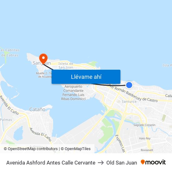 Avenida Ashford Antes Calle Cervante to Old San Juan map