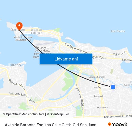Avenida Barbosa Esquina Calle C to Old San Juan map