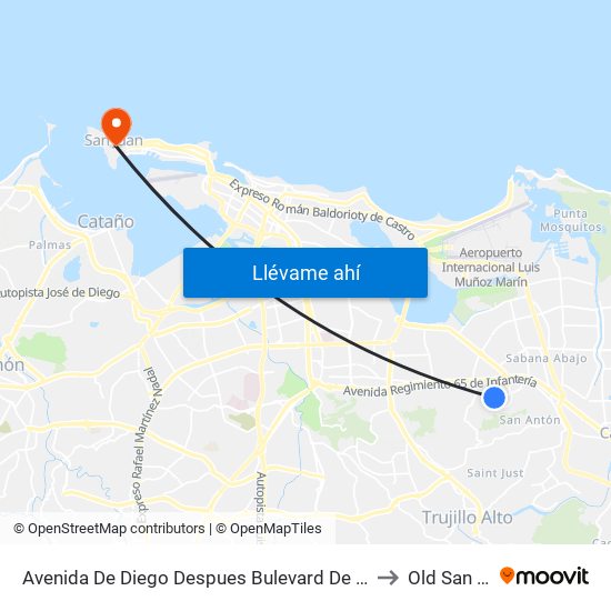 Avenida De Diego Despues Bulevard De La Media Luna to Old San Juan map