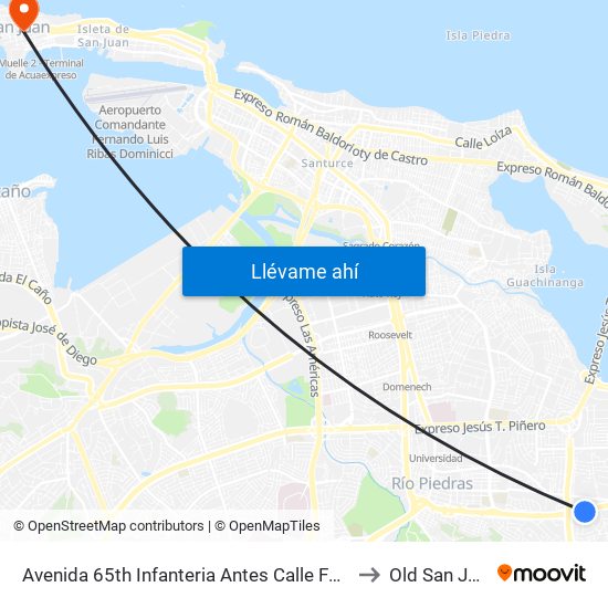 Avenida 65th Infanteria Antes Calle Ferrera to Old San Juan map