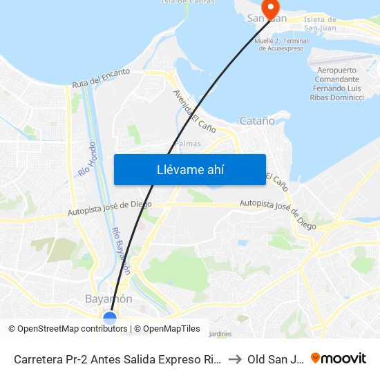 Carretera Pr-2 Antes Salida Expreso Rio Hondo to Old San Juan map