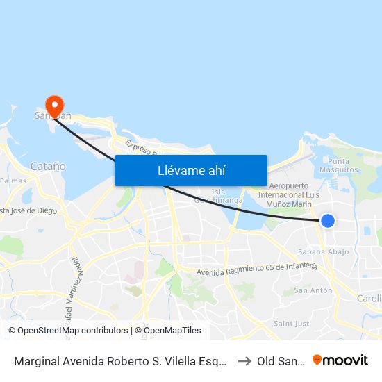 Marginal Avenida Roberto S. Vilella Esquina Calle Castilla to Old San Juan map